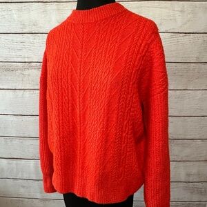 Amazon Essentials Red Cable Knit Cardigan Sweater Office Wear Church Business